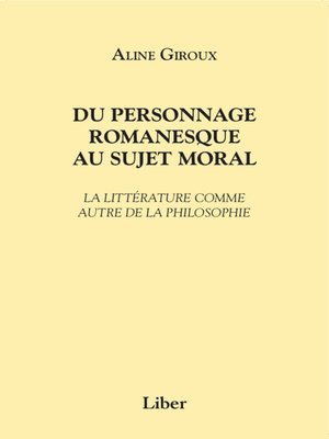 cover image of Du personnage romanesque au sujet moral